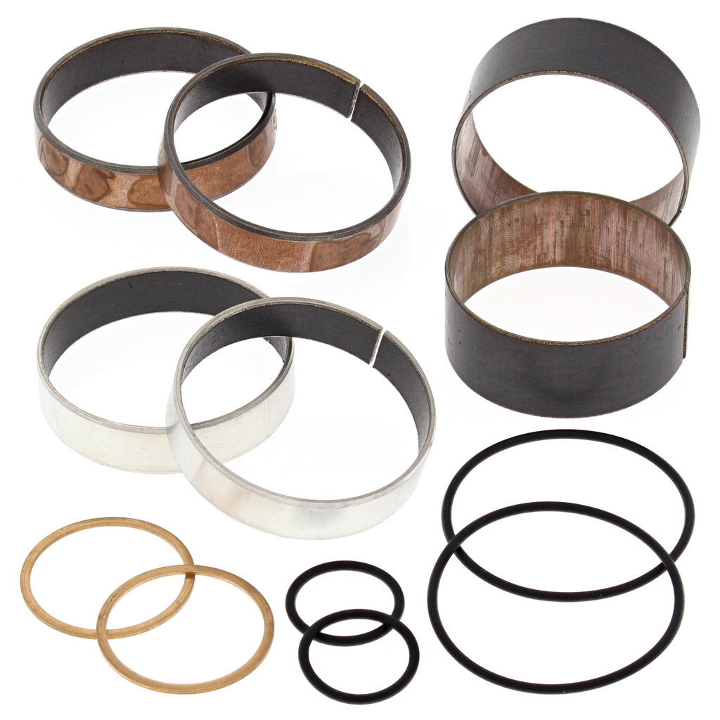 All Balls Fork Bushing Kit 23-86077 for motorcycle suspension, showing black bushings and metal components.