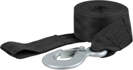 CURT 15-foot winch strap 52-3034, durable tie-down strap with hooks, used for securing loads during transportation.