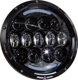 HardDrive 7-inch 105W LED headlight with black housing, 5500/3000 lumens, suitable for automotive lighting.