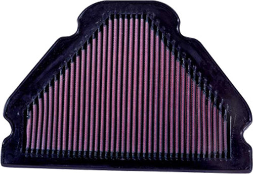 K&N air filter 749098 for vehicle engine, reusable cotton filter element with rubber frame, close-up view of filter surface