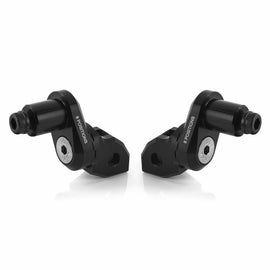 RIZOMA eccentric footpeg mount kit for riders in black, featuring adjustable components and durable construction.
