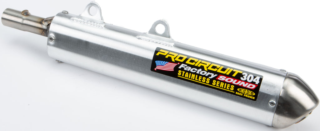 Pro Circuit 304 Silencer exhaust for motorcycle with a sleek metal finish and branded logo visible on the surface.