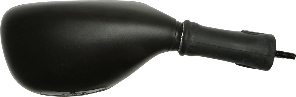 Emgo right motorcycle mirror for Kawasaki 56-9904 with a sleek black finish and round reflective surface.