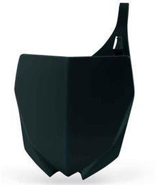 Acerbis black front number plate for motorcycle, featuring the Acerbis logo and mounting holes for easy installation.