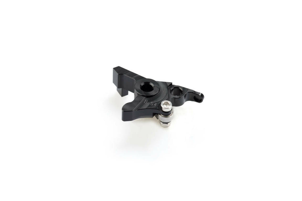 Black PUIG lever adapter brake lever for motorcycles, showing the sleek design and mounting hardware for easy installation.