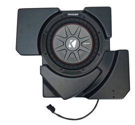 SSV Works Underseat 10-inch subwoofer for X3 models, showcasing the black speaker with mounting hardware and protective grille.