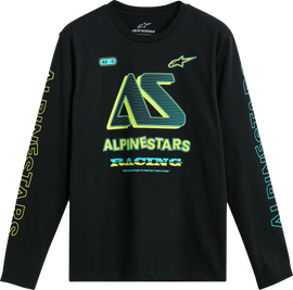 Alpine Star Ayess LS CSF Tee in black, men's size medium, casual long-sleeve T-shirt with Alpine Star logo design.