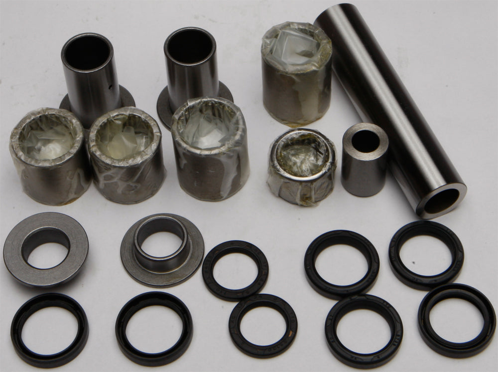 All Balls suspension linkage kit with bearings and seals, including various components for motorcycle suspension maintenance.