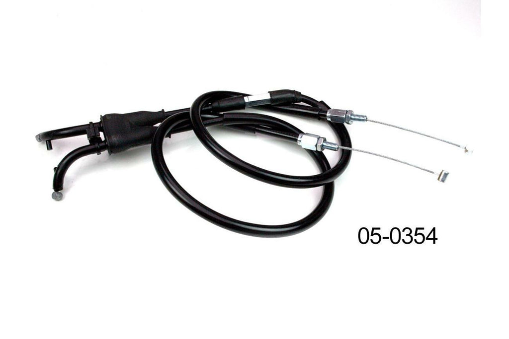 Motion Pro black vinyl throttle pull cable 70-5354 for motorcycle control lines, showing the cable with reinforced housing.