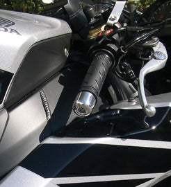 Shogun Industries body bar end slider for motorcycle handlebars, black finish, durable protective hand grip accessory.