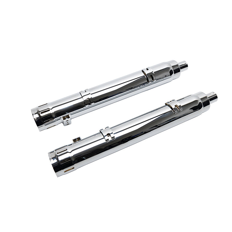FireBrand Loose Cannon mufflers in chrome for Cheiftain and Challenger 2014 and up, featuring sleek exhaust design
