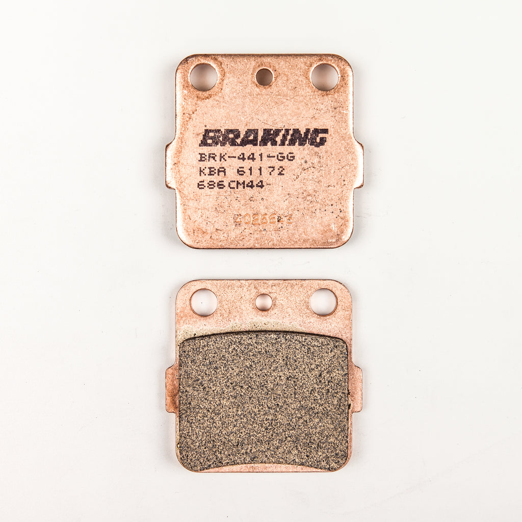 Braking Brand sintered sport brake pad set for effective stopping, shown in a close-up image of the brake pads.