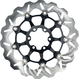 GALFER front and rear 298mm floating wave disc brake rotor for enhanced braking performance, shown with mounting holes and wave pattern.