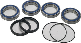 All Balls wheel bearing drive kit 22-51534 with multiple bearings and components, mounted on a clean, organized workspace.