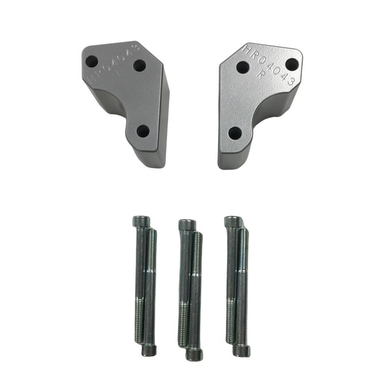 HeliBars handlebar risers 281-0303 installed on motorcycle handlebars, providing improved rider comfort and control.