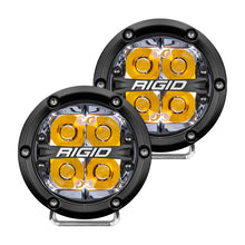 Charger l'image dans la galerie, RIGID Industries 360-Series 4-inch Amber Spot Back Light for vehicle illumination, showing the amber lens and mounting bracket