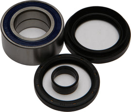 All Balls drive wheel bearing and seal kit with metal bearings and rubber seals, designed for motorcycle wheels.