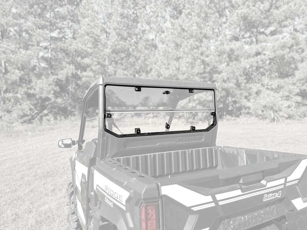 SEIZMIK Rear Folding Windshield for street motorcycles, UV protection, black finish, with foldable design for easy installation and storage.