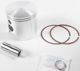 Wiseco piston kit with 73.50mm bore and +1.50mm piston for engine repair, shown with pistons and components.
