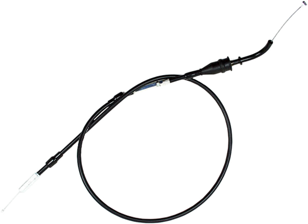 Motion Pro black vinyl throttle cable for motorcycle control lines, featuring durable construction and precise fitting.