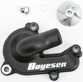 Boyesen black waterpump cover and impeller kit with visible impeller blades and cover, designed for motorcycle or ATV water cooling system
