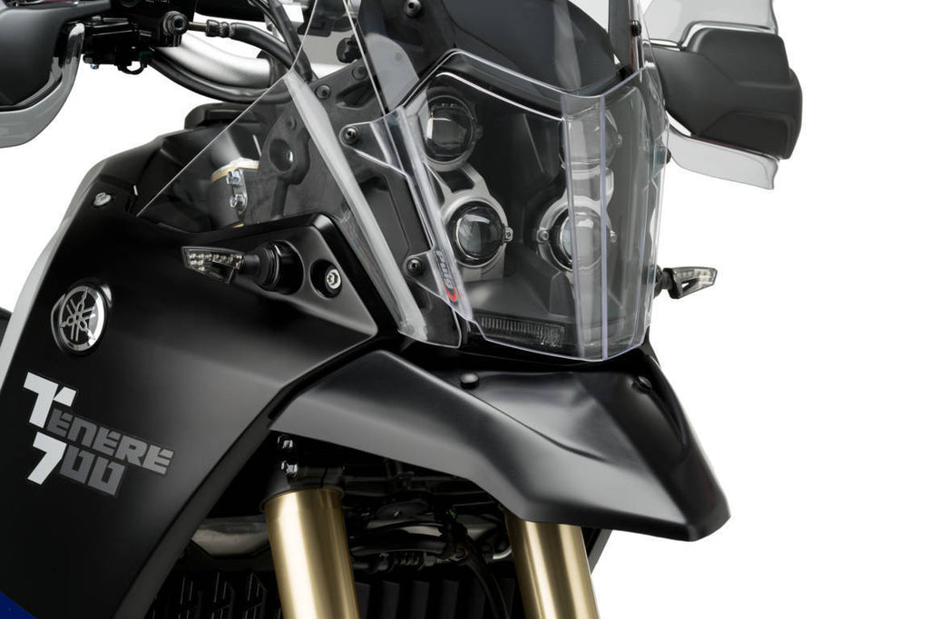 Clear PUIG headlight protector for off-road Yamaha vehicles, offering durable protection for headlights.