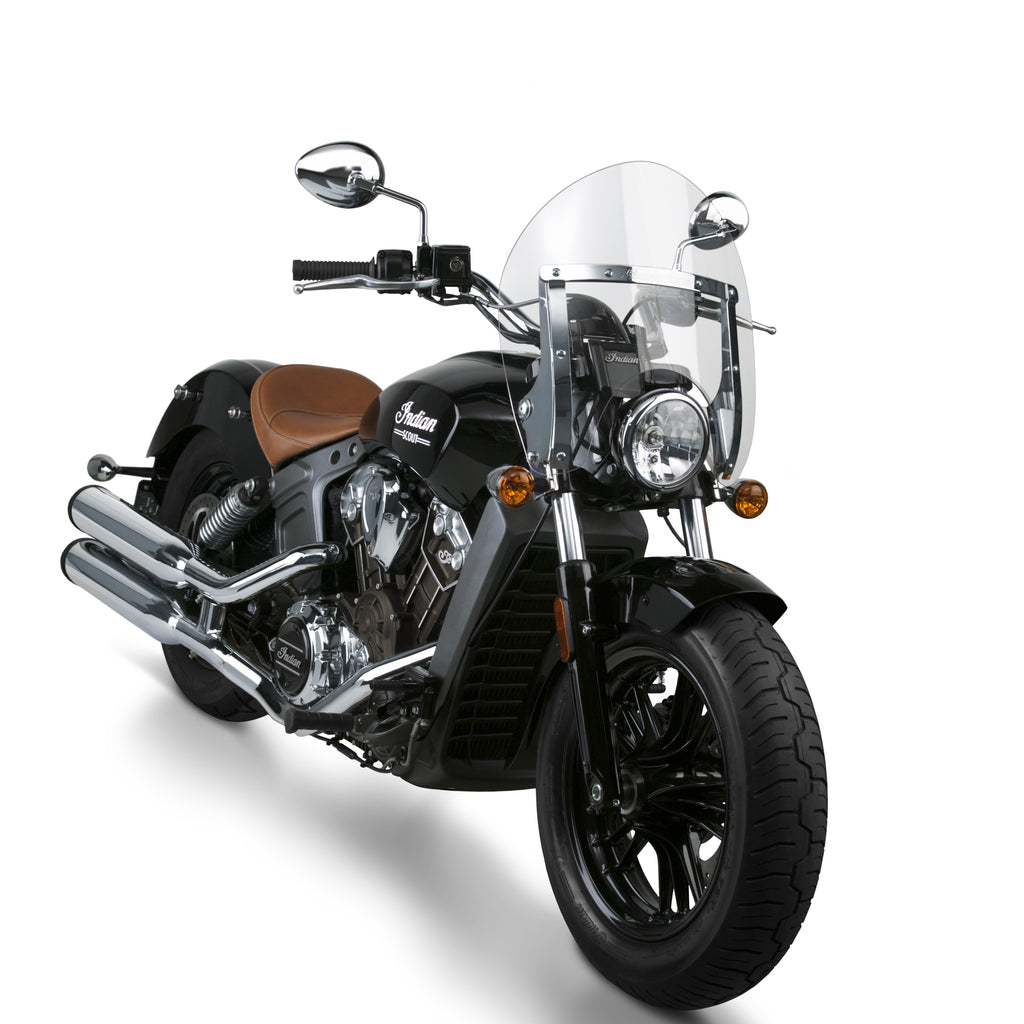 National Cycle Switchblade Shorty Clear Motorcycle Windshield, transparent windscreen with mounting hardware visible