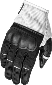 Fly Racing women's Coolpro Force gloves in black and white, size large, with padded palms and breathable fabric for motorcycle riding.