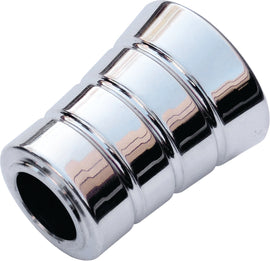 Chrome Accutronix grooved shift eliminator foot control for motorcycles, featuring a sleek, textured design and durable metal construction.
