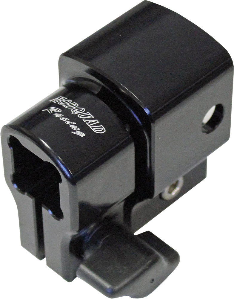 ModQuad black grab handle with anti-rattle lock, designed for off-road accessories, showing close-up of the handle and locking mechanism.