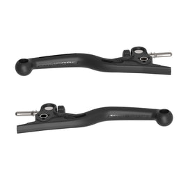 Polisport Plastics black Apt levers for motorcycle or bicycle, shown in a close-up image.