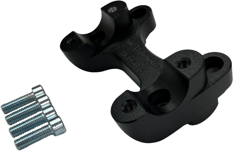 HeliBars Tour Black handlebar risers for BMW motorcycle, showing the sleek black finish and mounting hardware for improved riding comfort.