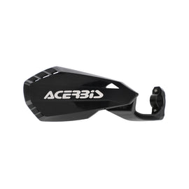Acerbis Firstmoto MX handguards mounted on a motorcycle handlebar, providing protection for rider's hands during off-road riding.