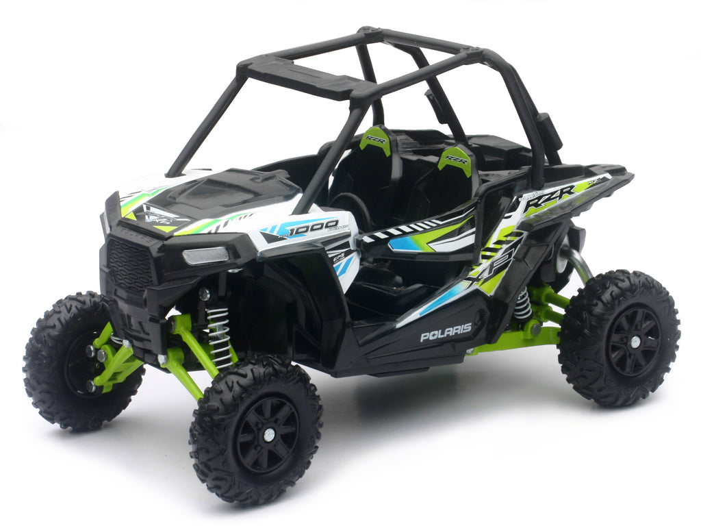 New Ray Toys Polaris Rzr 1000xp UTV replica in white, detailed 1:18 scale accessory with realistic features.