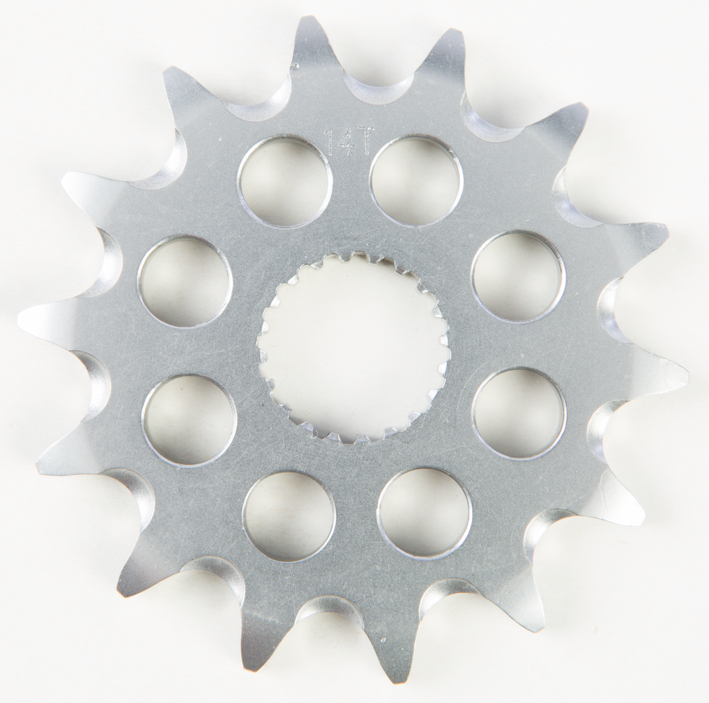 Fire Power Steel 14T Front CS Sprocket for Gas/Yamaha off-road bikes, durable 520 chain compatibility.