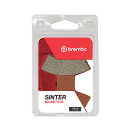Brembo Prime SD brake pads sintered 177-0427 installed on a vehicle, showcasing the brake pad design and metallic surface.