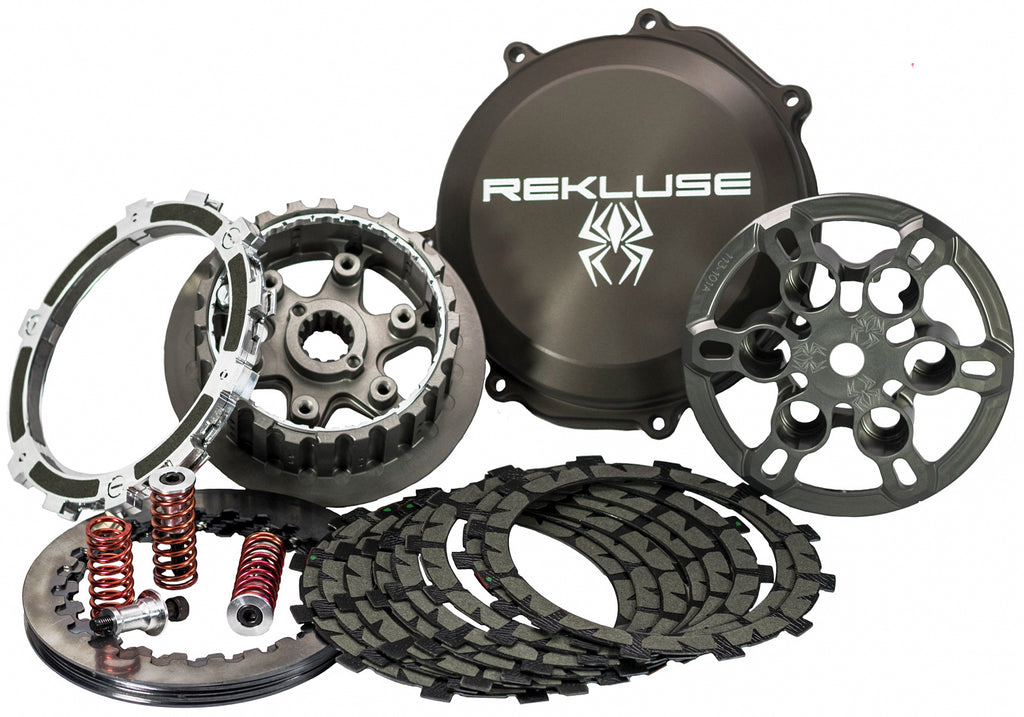 Rekluse Radius Cx clutch honed metal clutch component with intricate design, designed for motorcycle performance and durability.
