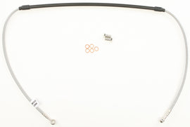 GALFER steel front brake line for Suzuki motorcycles, featuring durable braided metal construction and fitting details.