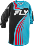 Fly Racing - Youth F-16 Jersey Cyan/Black/Red Yl - 378-221YL