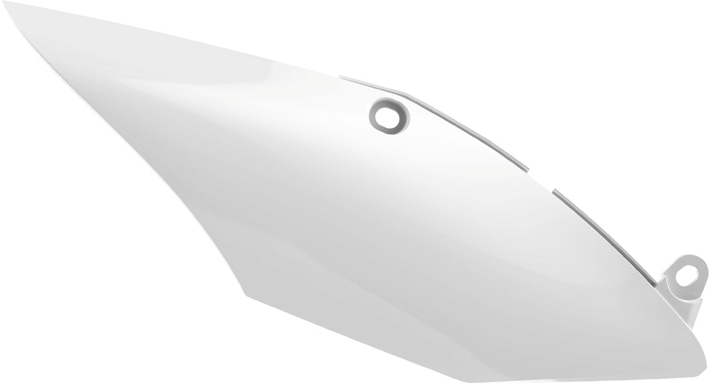 Polisport Plastics white side panels for body of motorcycle or dirt bike, model 64-06396, shown in close-up image