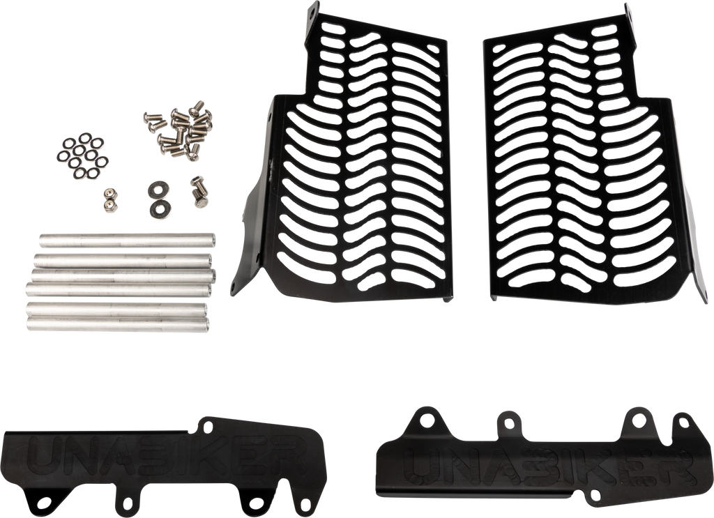 Unabiker Radiator Guard Hon 668-5100 showing a protective metal guard for motorcycle radiators with a sturdy, metallic finish