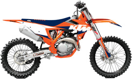 DCOR KTM racing complete kit with white background for SX/F 125-450FE motorcycle, featuring various components on a clean surface.