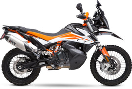 Yoshimura Street RS-4 slip-on exhaust for motorcycles, showcasing sleek stainless steel and carbon fiber finish.