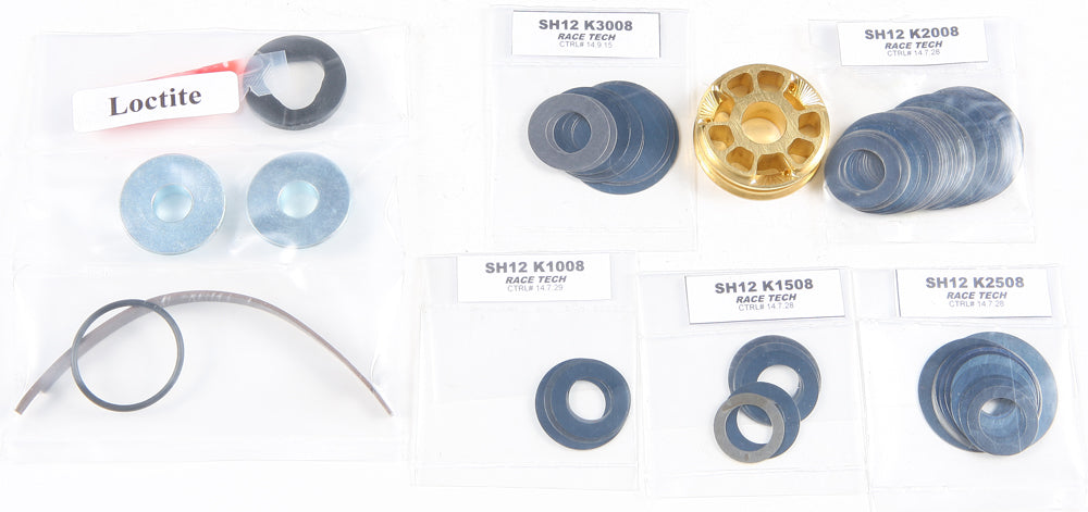 Race Tech suspension shock with gold valve, showing detailed view of the 201-3610 model part and its components.