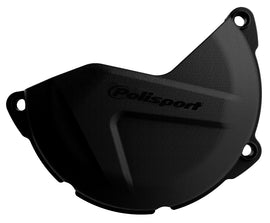 Polisport Plastics black clutch cover protector for off-road motorcycles, part number 64-0752B, installed on a motorcycle engine.
