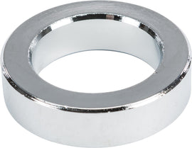 HardDrive 1-inch chrome wheel spacer for front tires, 0.375-inch thickness, shown on a vehicle wheel assembly.