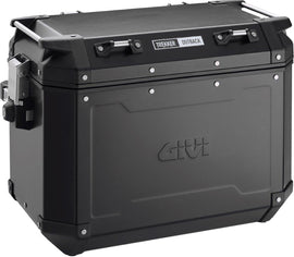 GIVI Obkn48b Outback side case in black, 48-liter luggage with secure mounting and durable design for motorcycles.