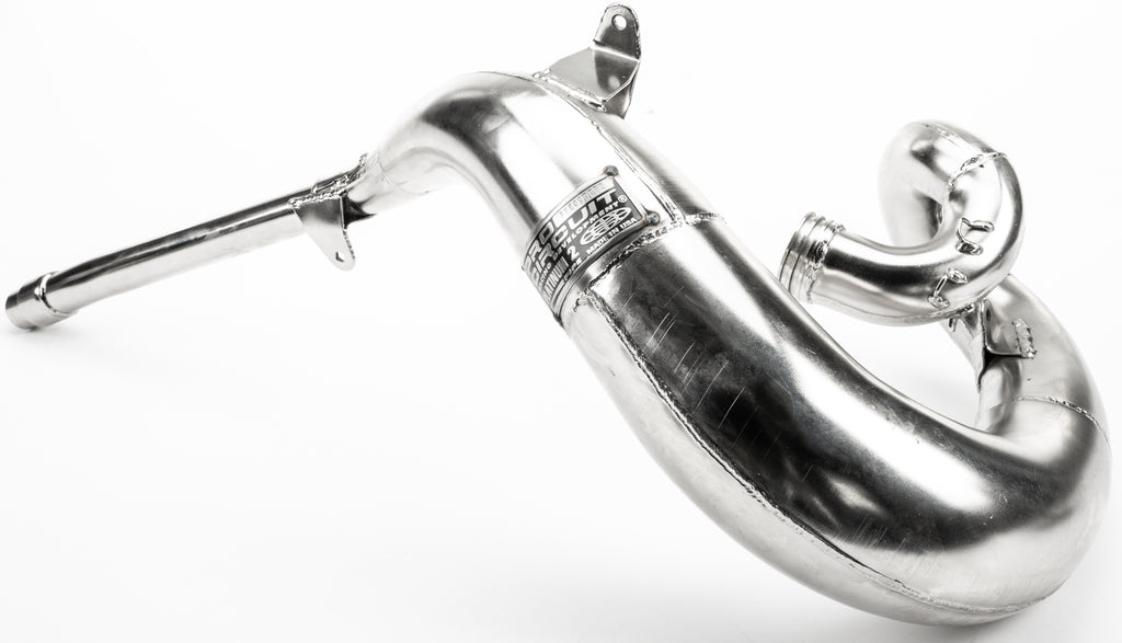 Pro Circuit Platinum 2 exhaust pipe for motorcycles, showcasing the sleek, metallic design and branding details.