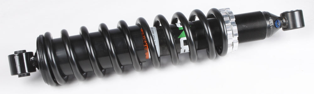 Bronco rear gas shock absorber with metal cylinder and mounting points for vehicle suspension system.