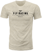 Fly Racing Fly Motto Tee in natural color, casual unisex T-shirt with fly logo, front view showing neckline and logo detail.